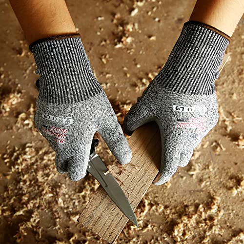 Brigic Work Gloves For Men And Women Cut Resistant Work Gloves With Pu Coated Palm, Safety Grip Work Gloves For Construction, 9 (L) 3 Pairs #TOP2