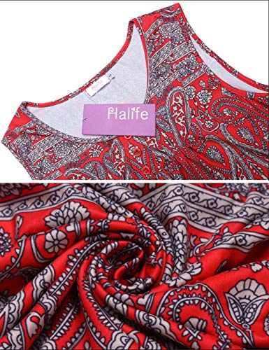 Halife Women's Boho Paisley Printed Tank Tunic Tops Sleeveless Tee Shirt Red1,Xxl #TOP6