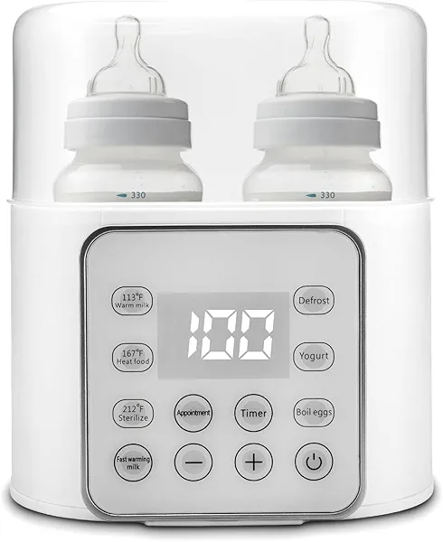 Baby Bottle Warmer 9-in-1 Multifuntion Breast Milk Warmer, Fast Baby Food Heater and Defrost Warmer with Timer for Twins, LCD Display Accurate Temperature Adjustment, 24H Constant Mode