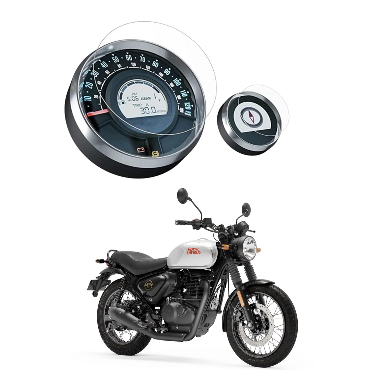 Wisely Premium Speedometer Screen Guard for Royal Enfield Meteor 350 / Scram 411 / Hunter 350 Digital Meter Navigation Protector Easy installation kit, HD Clear, Full Cover