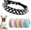 Spiked Dog Collar for Small Dogs Chew Proof Spike Collar for Dogs Cats PU Leather Studded Rivet Puppy Cat Collar for XXS Extra Small Medium Large Pets Like Frenchie Bulldog Chihuahua, Black XXS