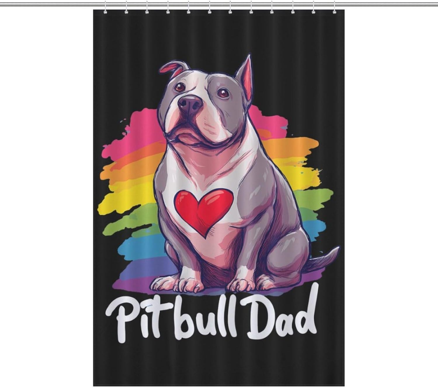 Pitbull Dad Shower Curtain 46.85x70.87Inch（119x180cm） Polyester Bath Curtain Shower Curtains Printed Decorative
