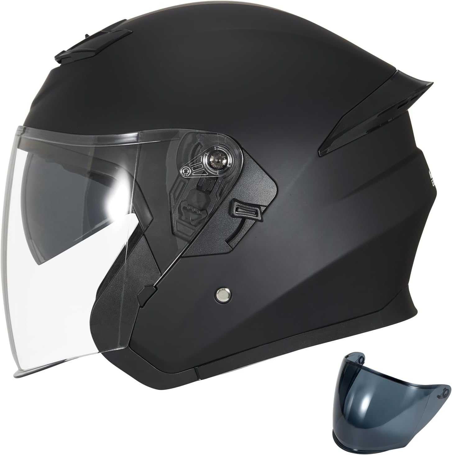 Motorcycle Helmets Open Face for Streey Moped Scooter, Dual Visor 3/4 Moped Helmets for Adults Motorbike Half Helmet 601 DOT Approved Men and Women