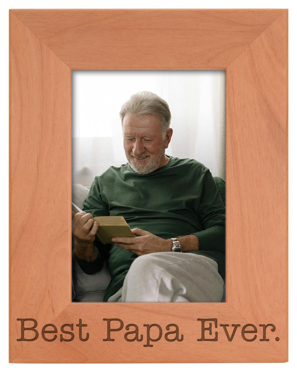 festa del papà regali Best Papa Ever in legno naturale foto cornice, Legno, Wood, 4x6 Vertical