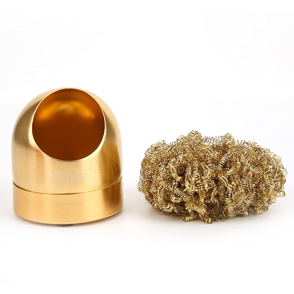 Solder Gun Tip Cleaner Wire Ball Soldering Iron Cleaning Ball Holder Base Stand Gold Silver Copper Steel Alloy(gold), Patches And Cleaners