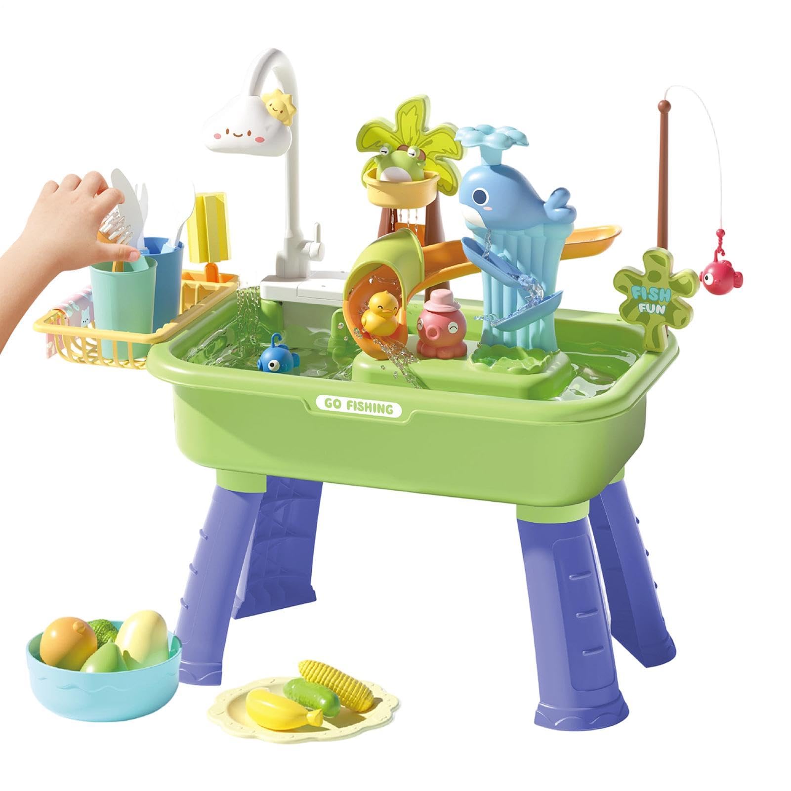 Tavolo Acqua Bambini, Giochi Acqua Bambini 2026 Nuo Con Rubinetto Nuvolas & Gioco Pesca, Tavolo Sensoriale - 43 Pezzi Accessory per Giochi D'acqua per Divertimentos Estivo All'aperto/Al Chiuso