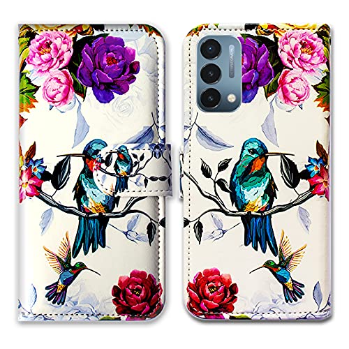 Image of Bcov Case for OnePlus Nord N200 5G, Hummingbird in Flowers Bird Leather Flip Phone Case Wallet Cover with Card Slot Holder Kickstand for OnePlus Nord N200 5G