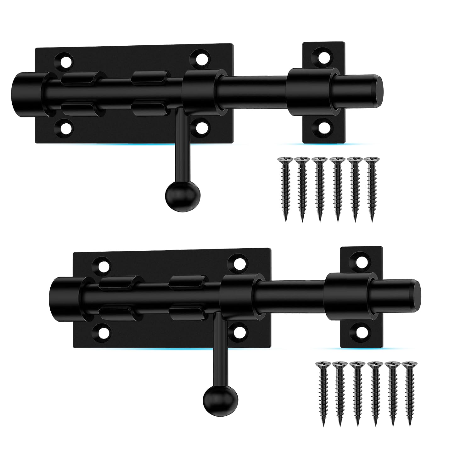 Lot de 2 loquets coulissants en acier inoxydable pour portes et fenêtres - Noir