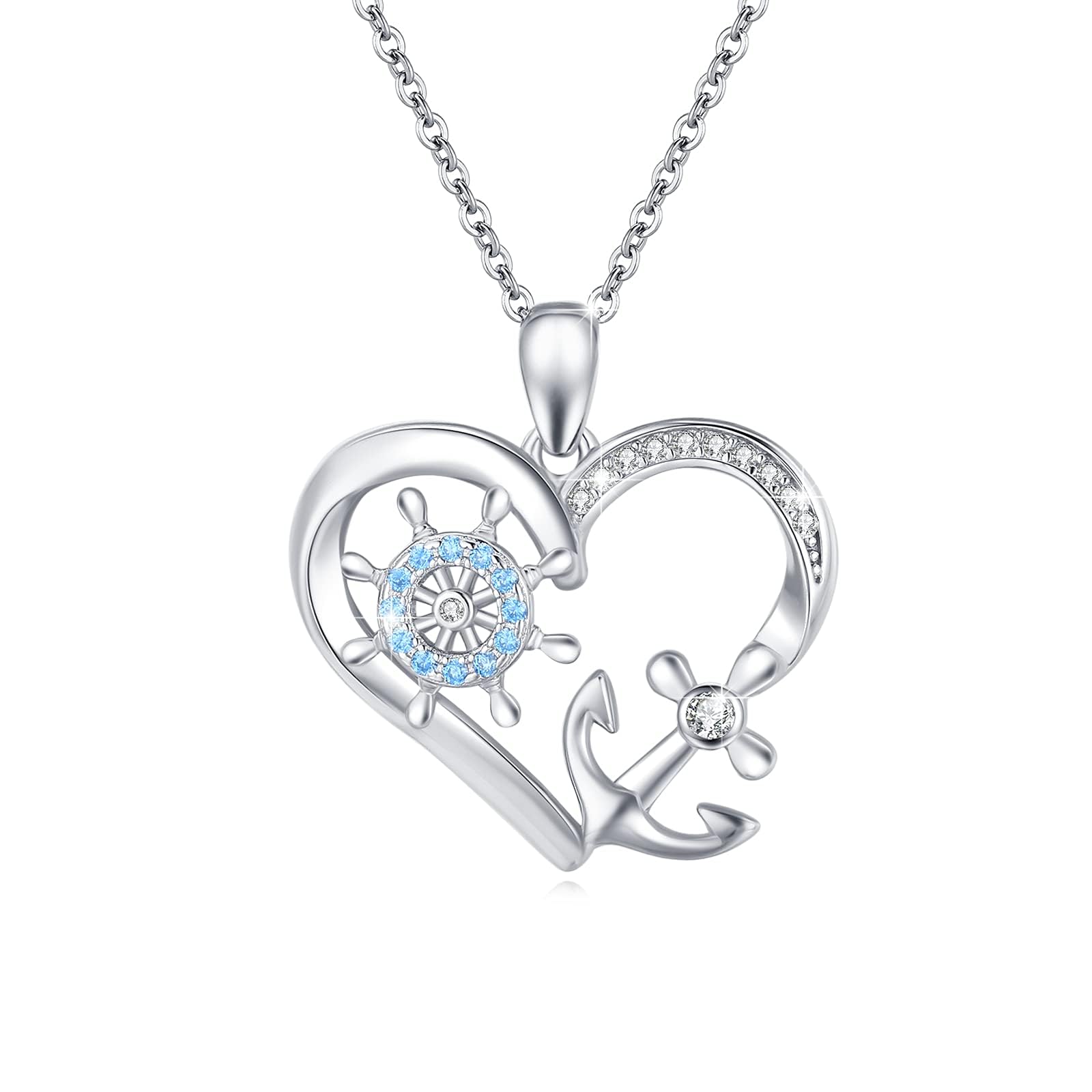 OHAYOO Collana di ancoraggio per donna 925 collana oceano nautico in argento sterling ciondolo marinaio oceano tropicale ancoraggio gioielli regali per donne ragazze