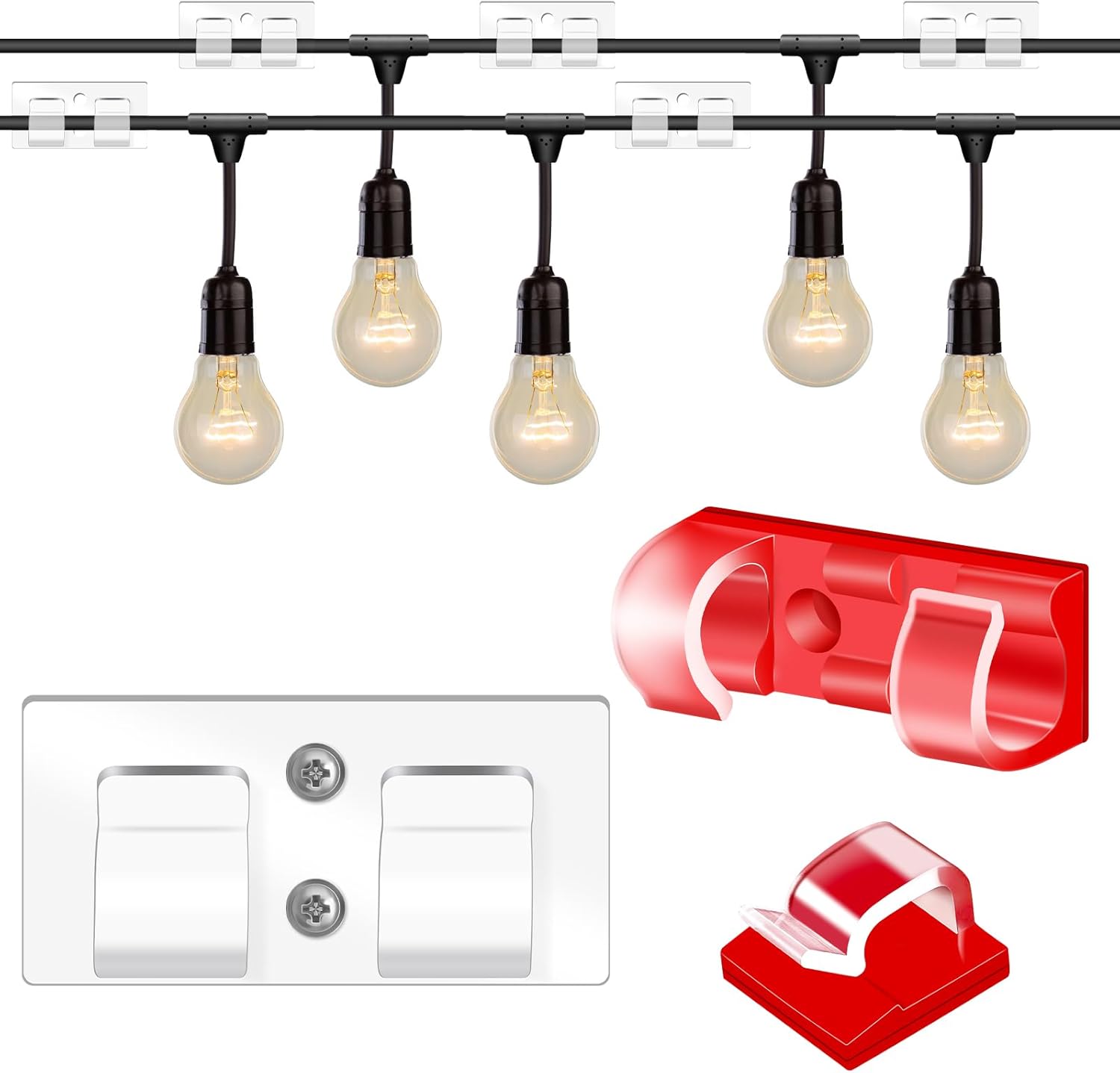 Needbrock 120 Pcs Outdoor Light Clips, Self Adhesive String