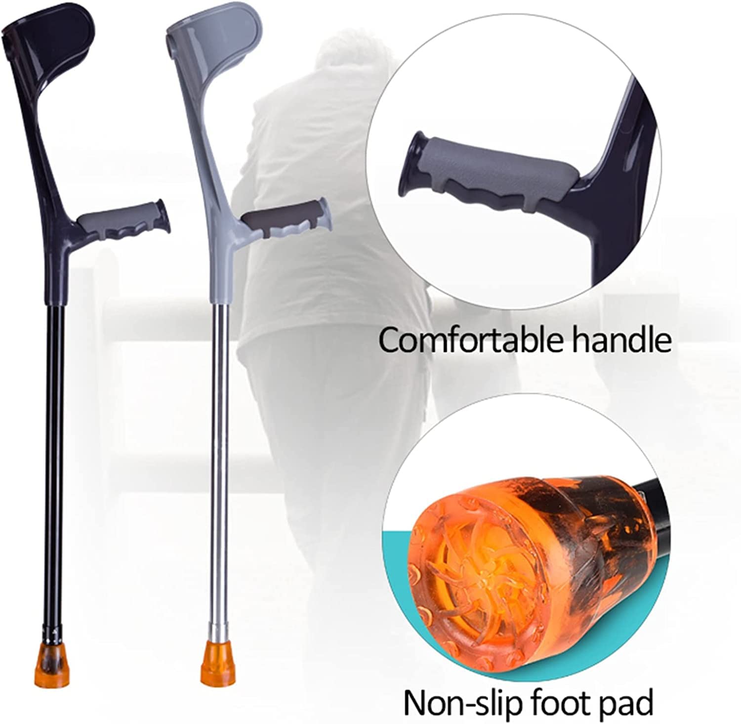 SYALEO Muletas 1 par de muletas médicas para antebrazo para Adultos, muletas Ligeras para Caminar, muletas de Brazo Ajustables para niños, jóvenes y Ancianos para Caminar