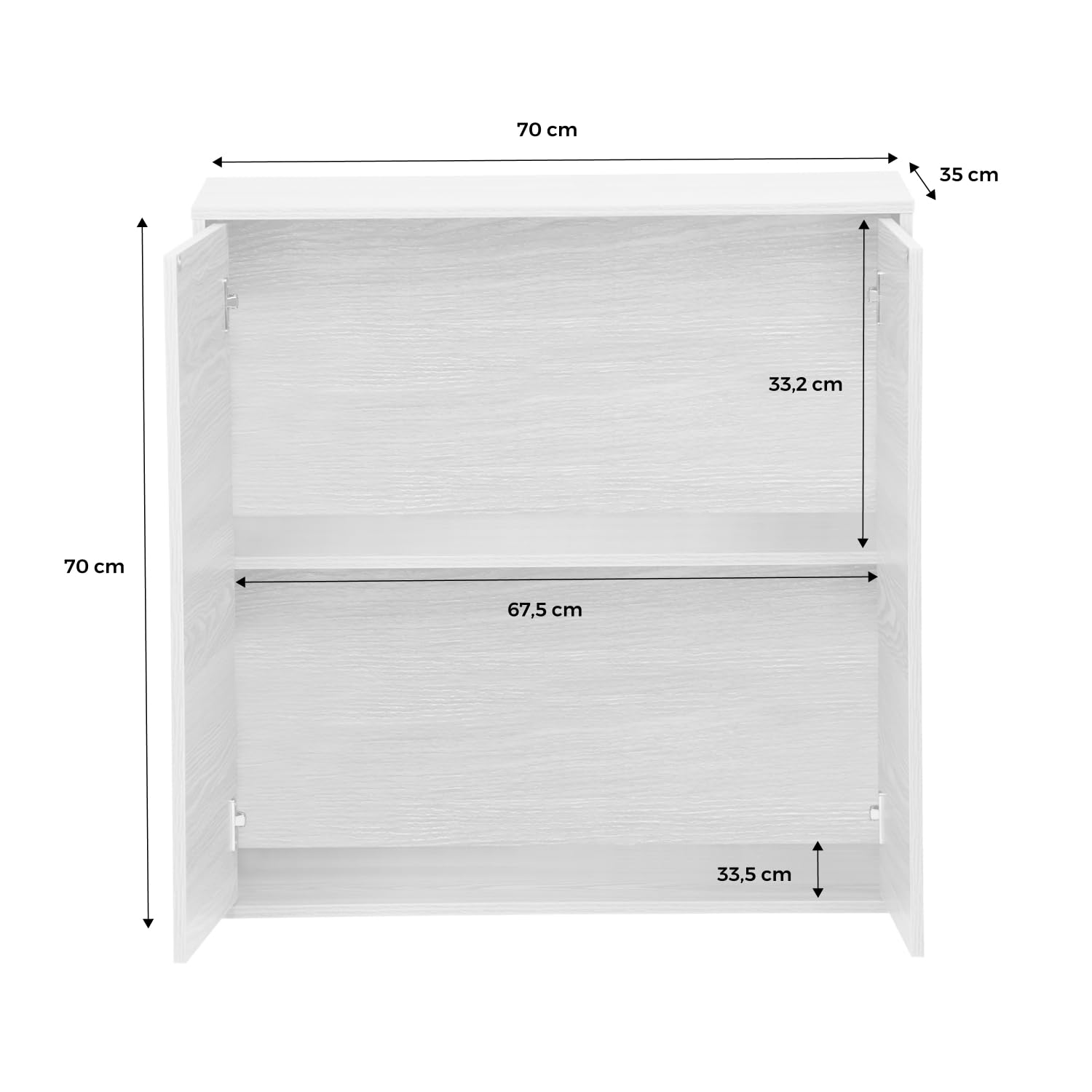 sweeek Modulo di stoccaggio con 2 Porte, 70cm, Kompo, Bianco, 70x35x70 cm
