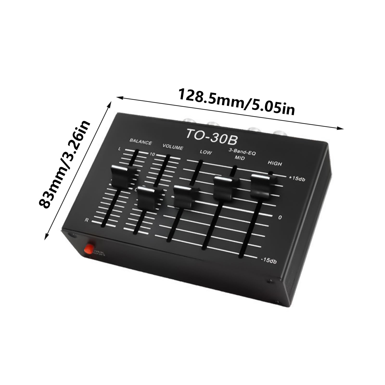 Amplificateur sonore compact en métal avec fiches phono et volumes réglables - Entrée et sortie