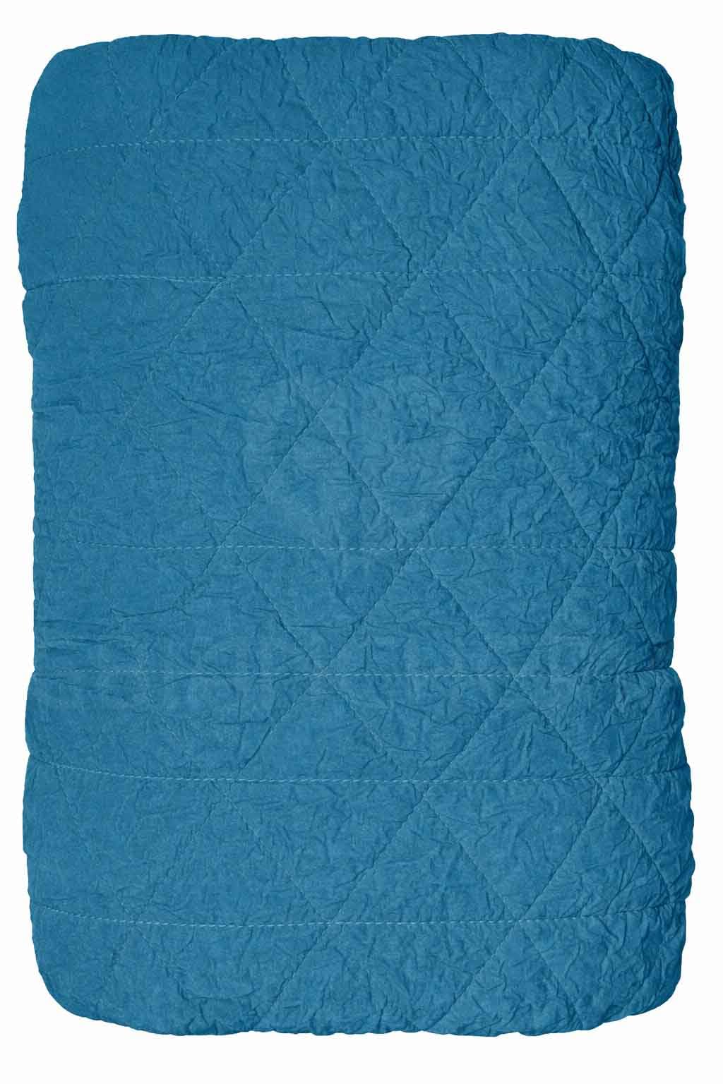 GBiancheria Copriletto Matrimoniale Trapuntato Mezza Stagione Frisè Effetto Stropicciato – Trapuntino Primaverile Autunnale 250x250 cm – Imbottitura 100 gr/mq – Tinta Unita (Azzurro)
