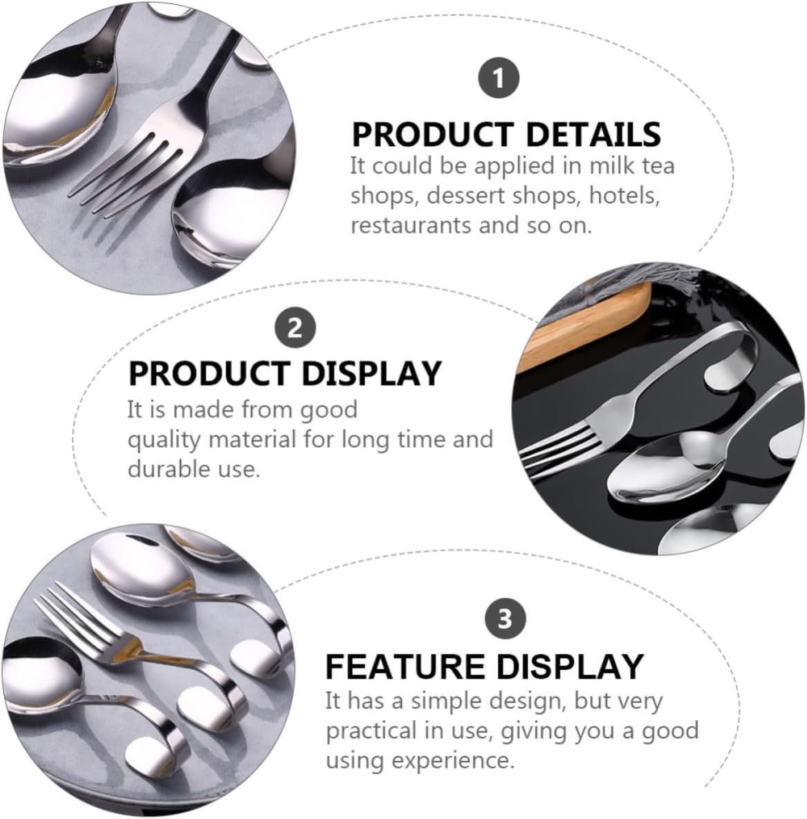 Dessert Forks 6pcs Curved Handle Stainless Steel for Salad and Cake