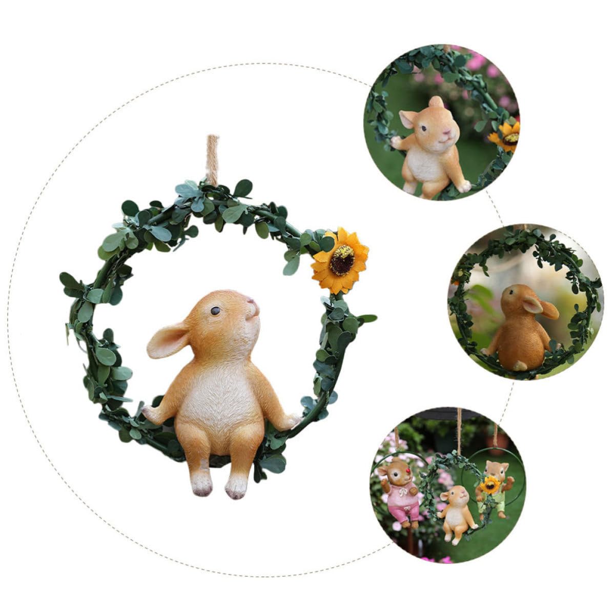 Ornamento di Pasqua in Resina Coniglio Appeso per Giardino Esterno Decorazione Contemporanea per Porta Terrazza Cortile