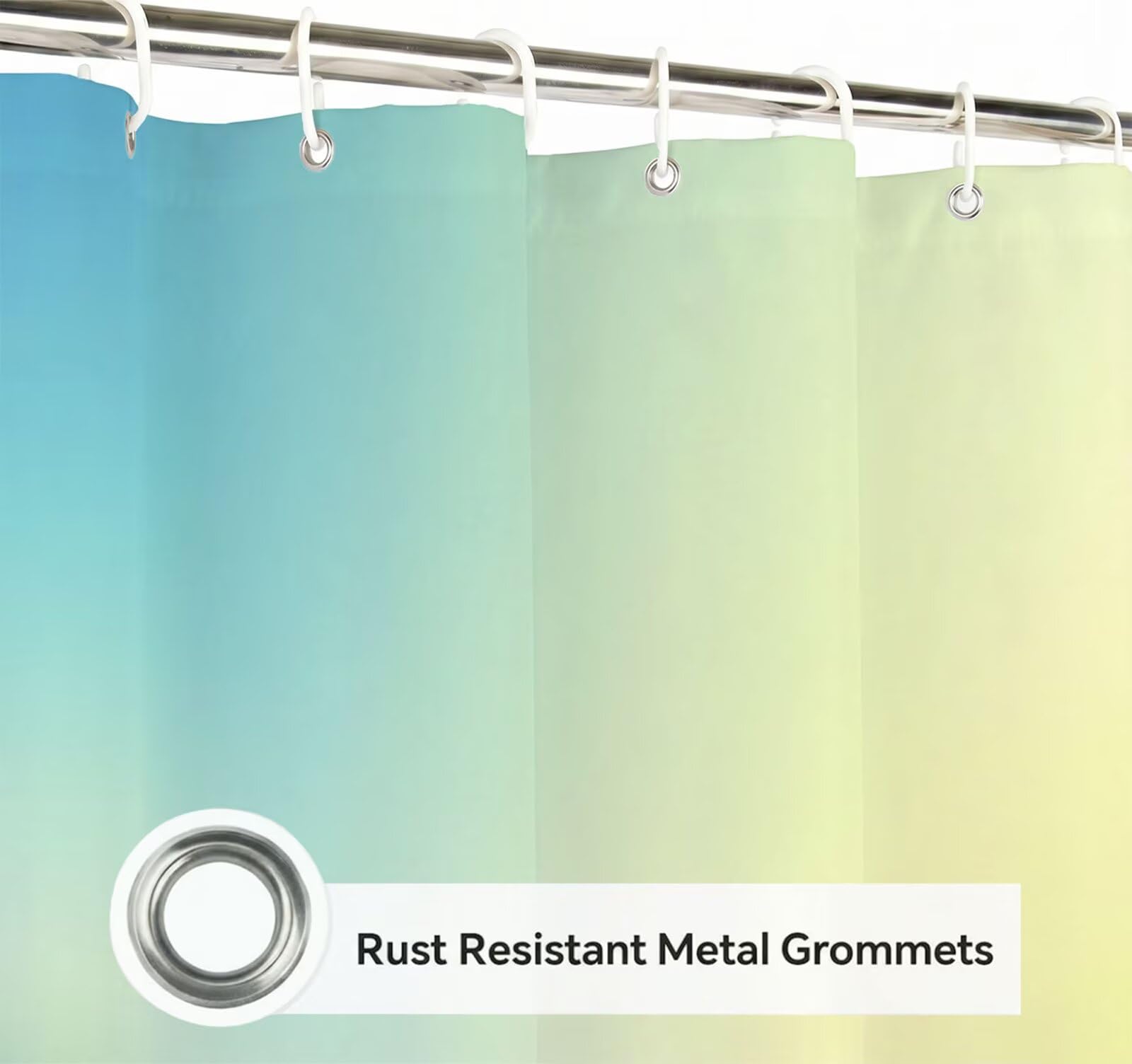 Rideau de Douche 180x220 cm - Tissu Polyester Imperméable Anti-Moisissure - 12 Anneaux Inclus - Ourlet Lesté pour Stabilité - Lavable en Machine - Idéal de Baignoire et Douche - Jaune & Bleu Y1#528