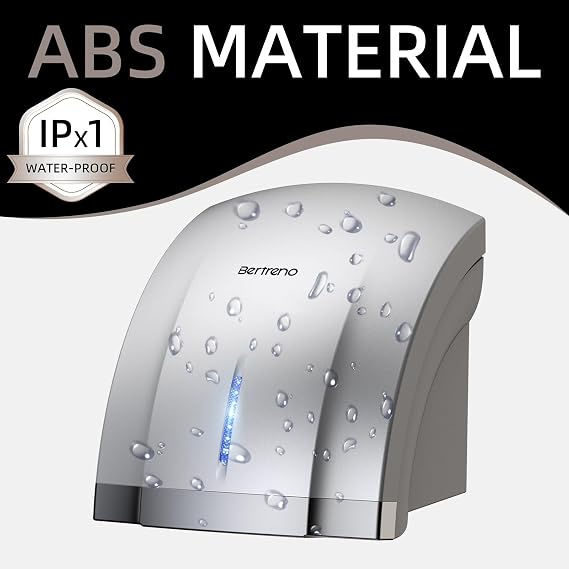 Compact Electric Hand Dryer for Bathrooms, 1800W High Speed Commercial Hand Dryer, with Hot Cold Air and Noise Reduction, 110V, Silver