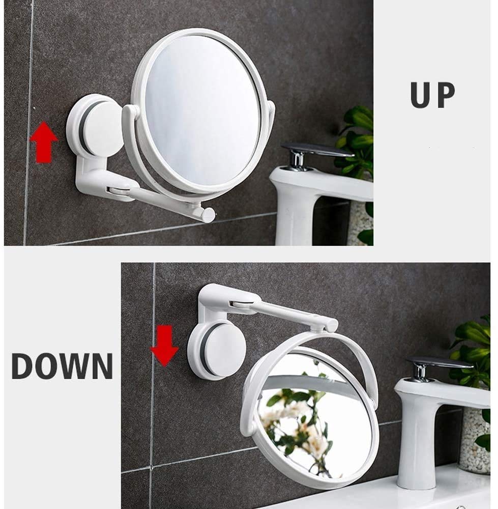 Espejo de Maquillaje con Luces Espejo de Ducha para afeitarse, Espejo de Maquillaje de tocador con Aumento 1X3X de Doble Cara con Gancho para Afeitar, rotación giratoria de 360 gra