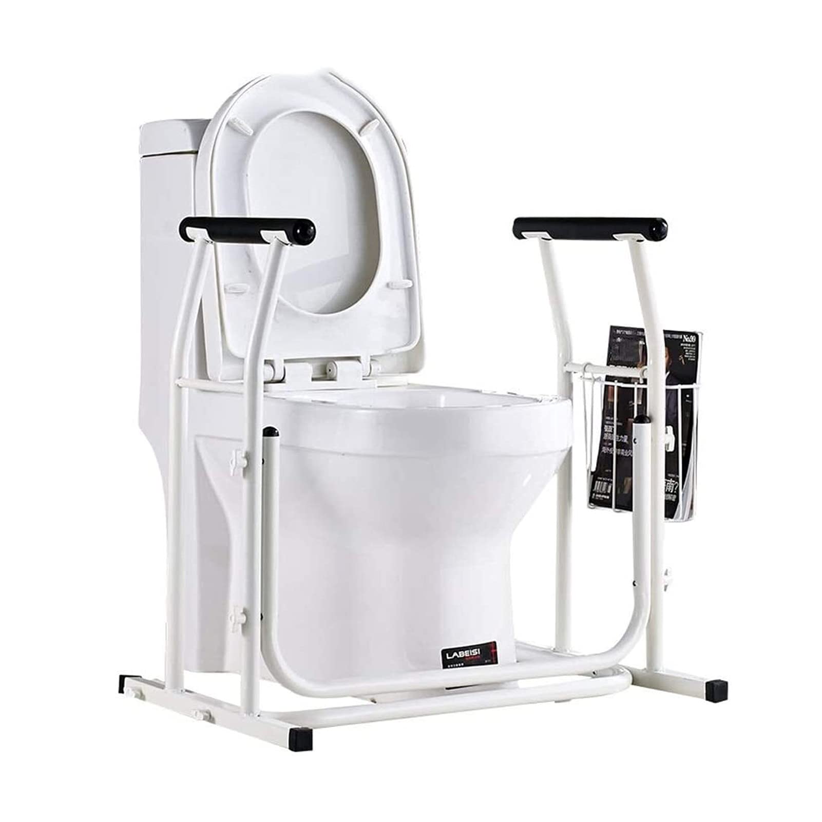 Grab Bars for Bathroom, Elderly Disabled Anti-Slip Safety Handrail Assist Device with Magazine Rack Toilet Bar Anti-Slip