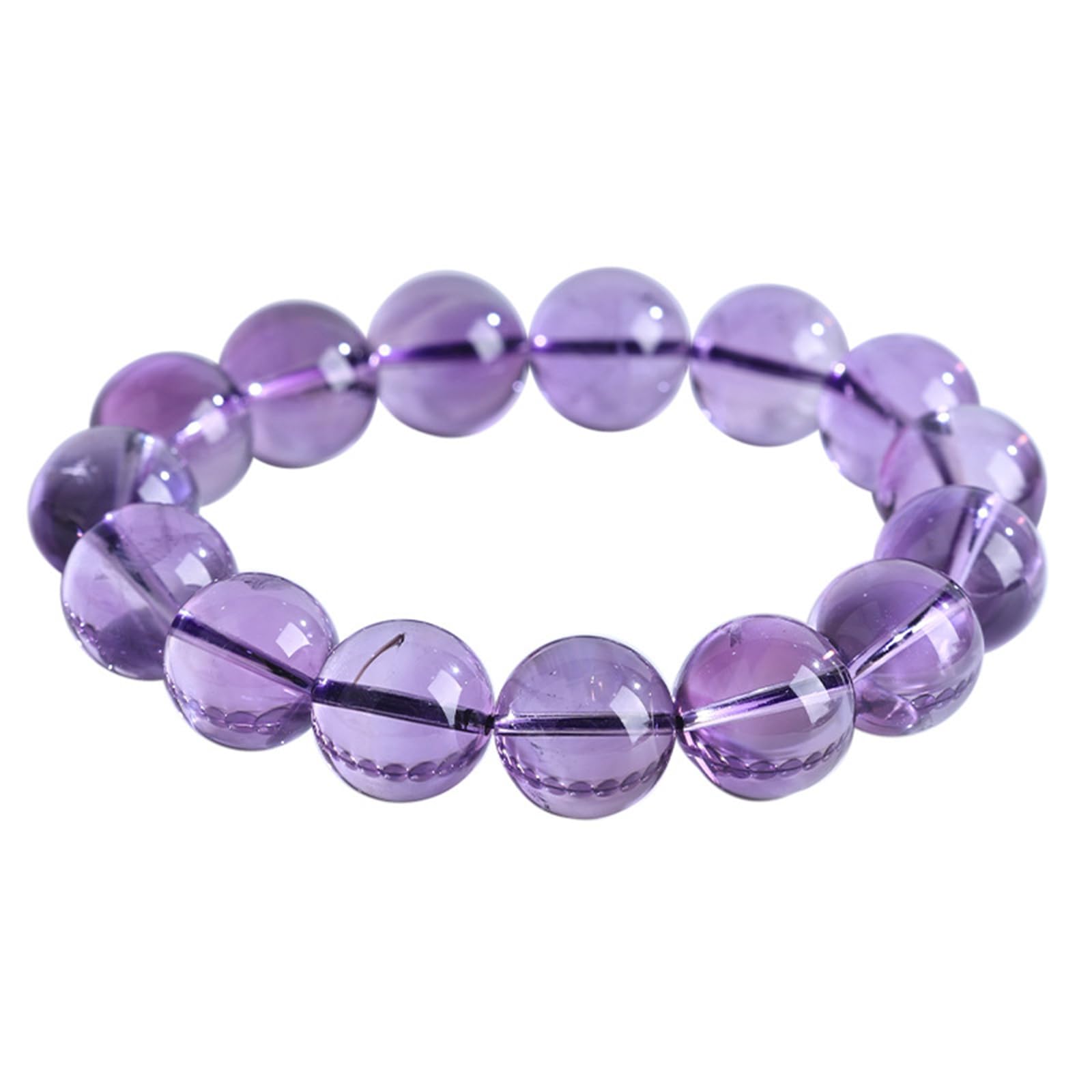 Pulsera de Amatista de Grado 7A | Pulseras de Cristal con Piedras energéticas | Pulsera de Cuentas de Piedras Preciosas Naturales para Mujeres y niñas | Accesorios de Moda,13~14mm