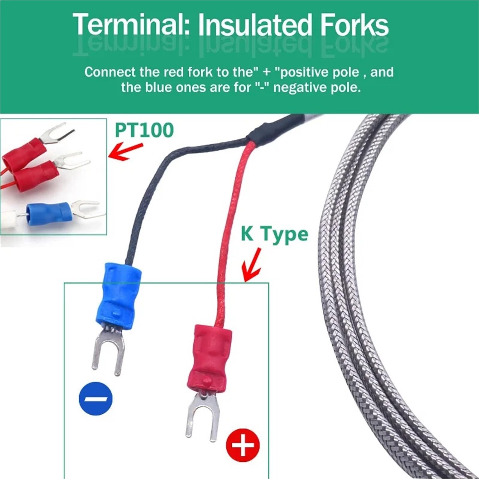 Sensor de temperatura de 800 °C, rosca M6~27M/NPT 1/8~3/4, sonda de acero inoxidable tipo K/PT100, controlador de temperatura de tubo termopar