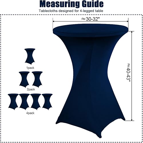 Miniatura 3 de SUNTQ Paquete de 2 manteles de cóctel de 32 x 43 pulgadas, funda elástica de elastano colorido para mesas de cóctel Highboy, manteles de esquinas