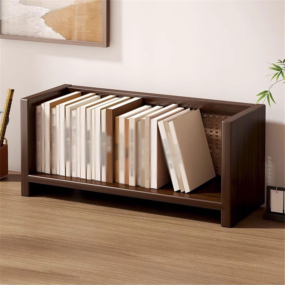 Walnuss-Schreibtisch – stapelbares Bücherregal aus Holz, multifunktionales Aufbewahrungsregal für Büro, Wohnzimmer, Schlafzimmer, L40 x B20 x H25 cm, effiziente Schreibtisch-Aufbewahrungslösung