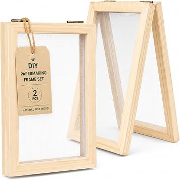 IMIKEYA 2-Pack Paper Making Kit 5x7 Inch Wooden Paper Mould and Deckle Frame Screen for DIY Recycled Papermaking Crafts Kids Beginner-Friendly Educational Art Supplies