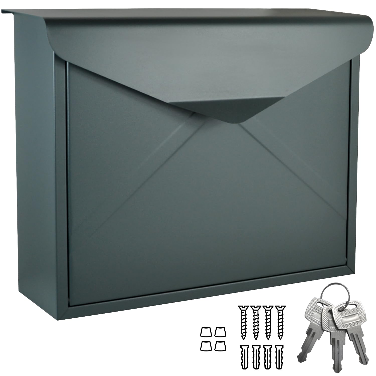 ALSTEN TECH Buzón de pared de diseño, sin compartimento para periódicos, color gris antracita mate RAL 7016 A4/C4