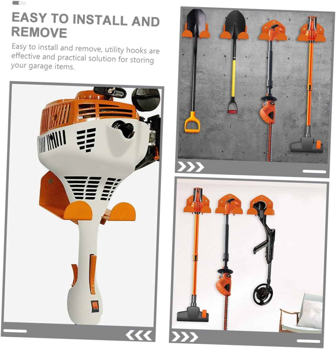 FUOYLOO Heavy Duty Garage Wall Hooks 2pcs, Lawn Mower Hangers for Garage Storage, Wall Mount Hooks for Garden Tool Organization and Heavy Equipment