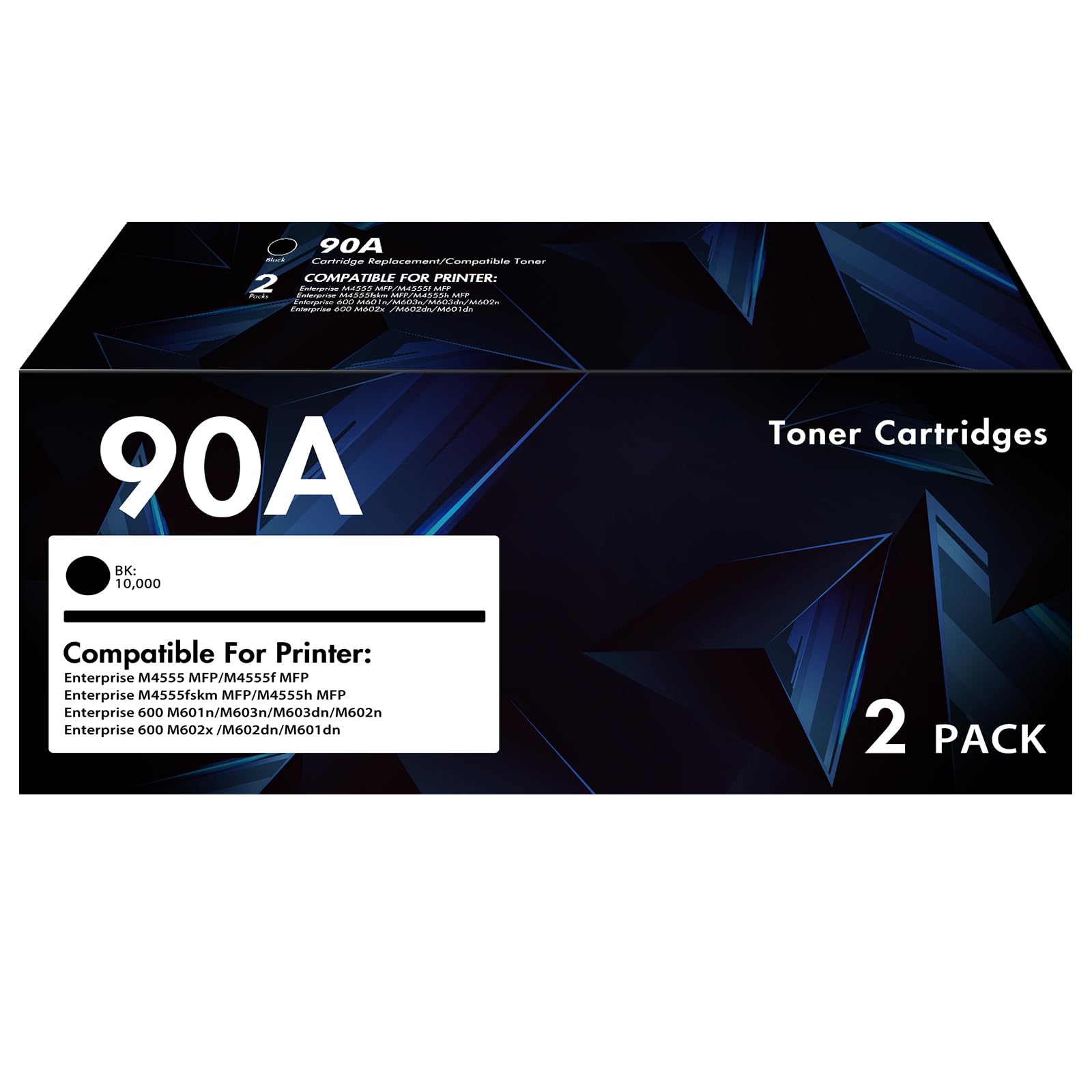 CE390A 90A Black Toner Cartridge 2 Pack Replacement for HP 90A CE390A 90X CE390X 600 M601 M602 Toner Cartridge for HP Enterprise 600 M601 M602 M603