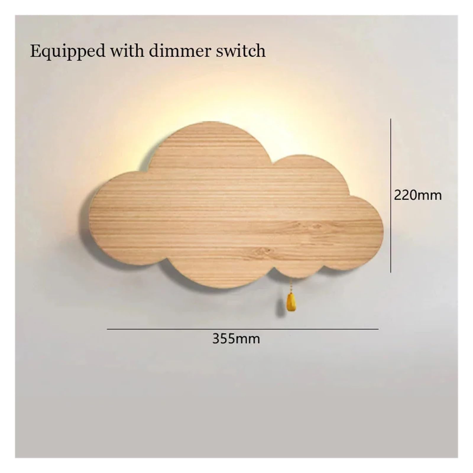 Lampada Da Parete A Forma Di Nuvola Con Effetto Legno E Dimmer, A LED, For Cameretta Dei Bambini, Camera Letto, Comodino Facile Installazione(Cloud 2PCS)