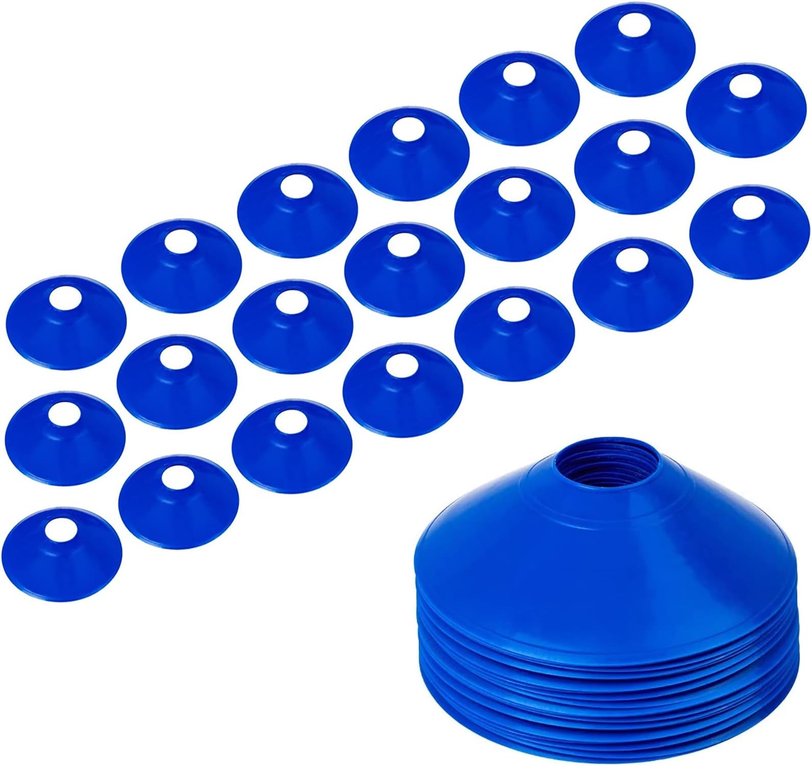 20 Pack Pro Disc Cones training cones For Agile Training/Soccer training/Football/Kids/Field/Other Games etc. Cone Markers (Blue)