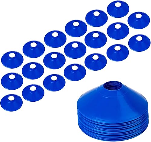 Paquete de 20 conos de disco profesionales para entrenamiento ágilentrenamiento de fútbolfútbolniñoscampootros juegos, etc. Marcadores de cono (azul)