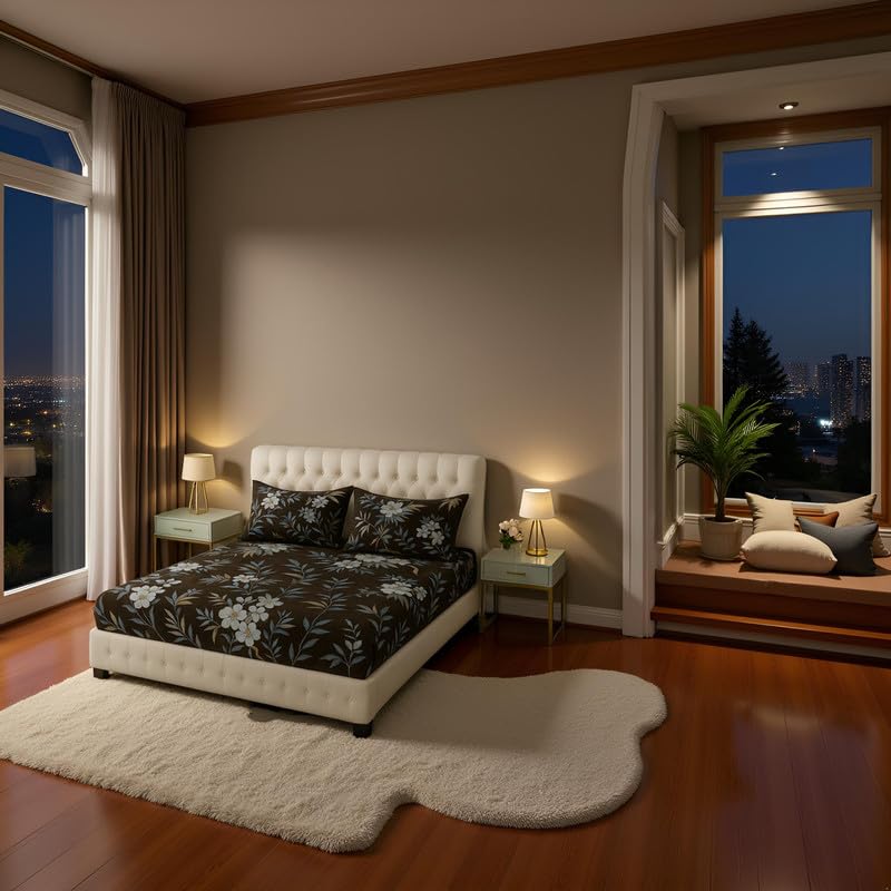 SAKUMBHARI FABS 200 TC Thick Woolen Winter Fitted Bedsheet for King Size Double Bed – Chocolate Brown + 2 Covers-image-27