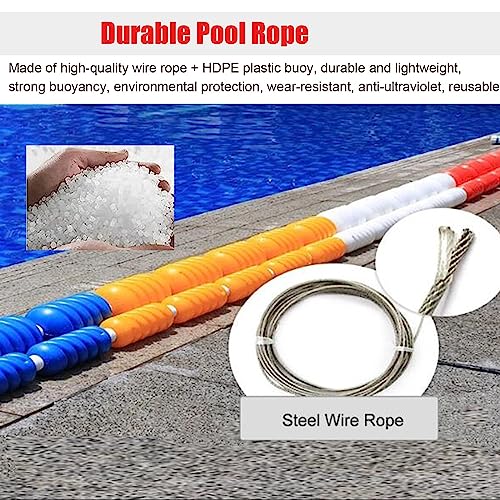 Kit de corde de séparation de piscine réglable 198m à double crochet et flotteurs durables