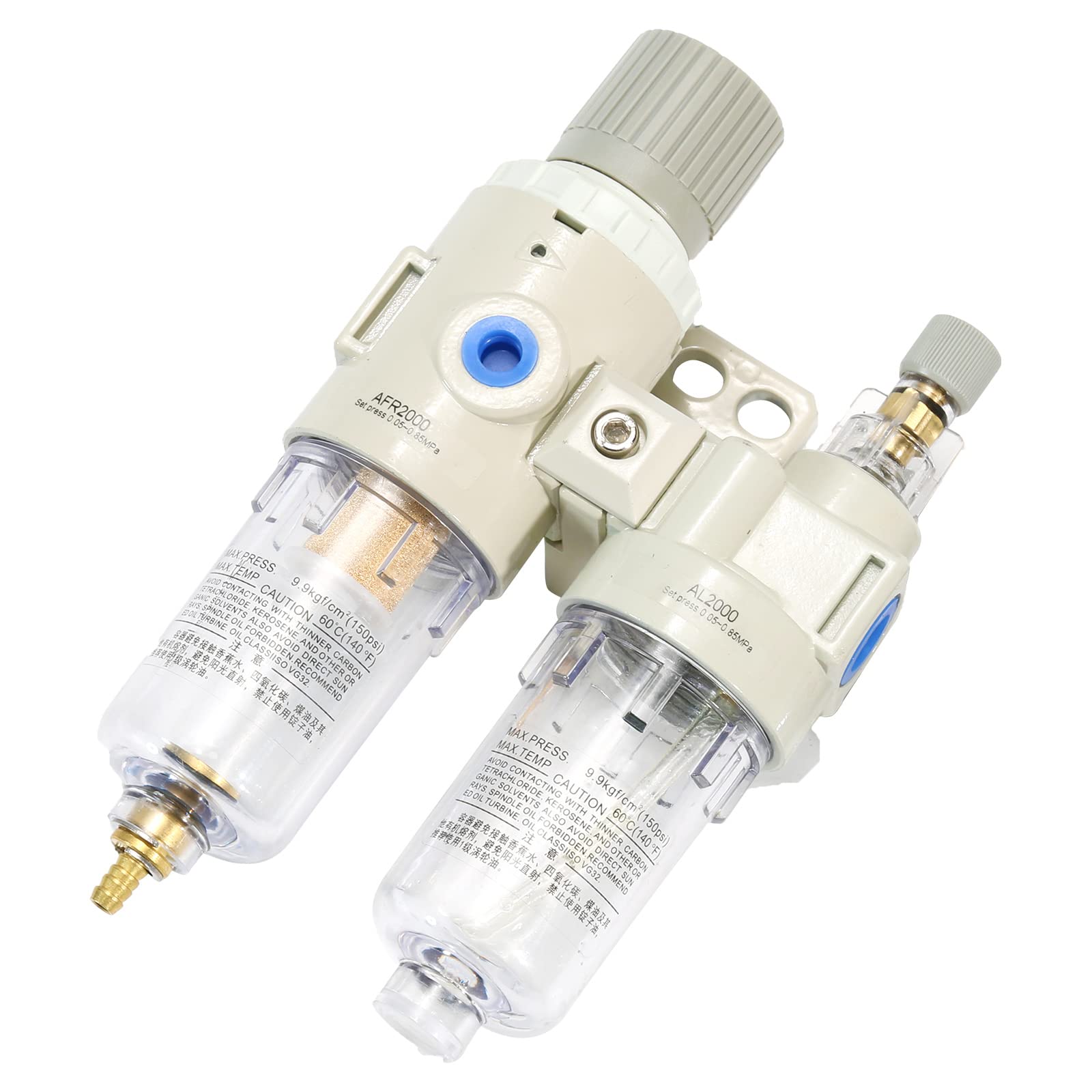 Combinaison filtre-régulateur-lubrificateur d'air comprimé 1/4" NPT, séparateur d'eau/huile - Manomètre (0-150 psi)