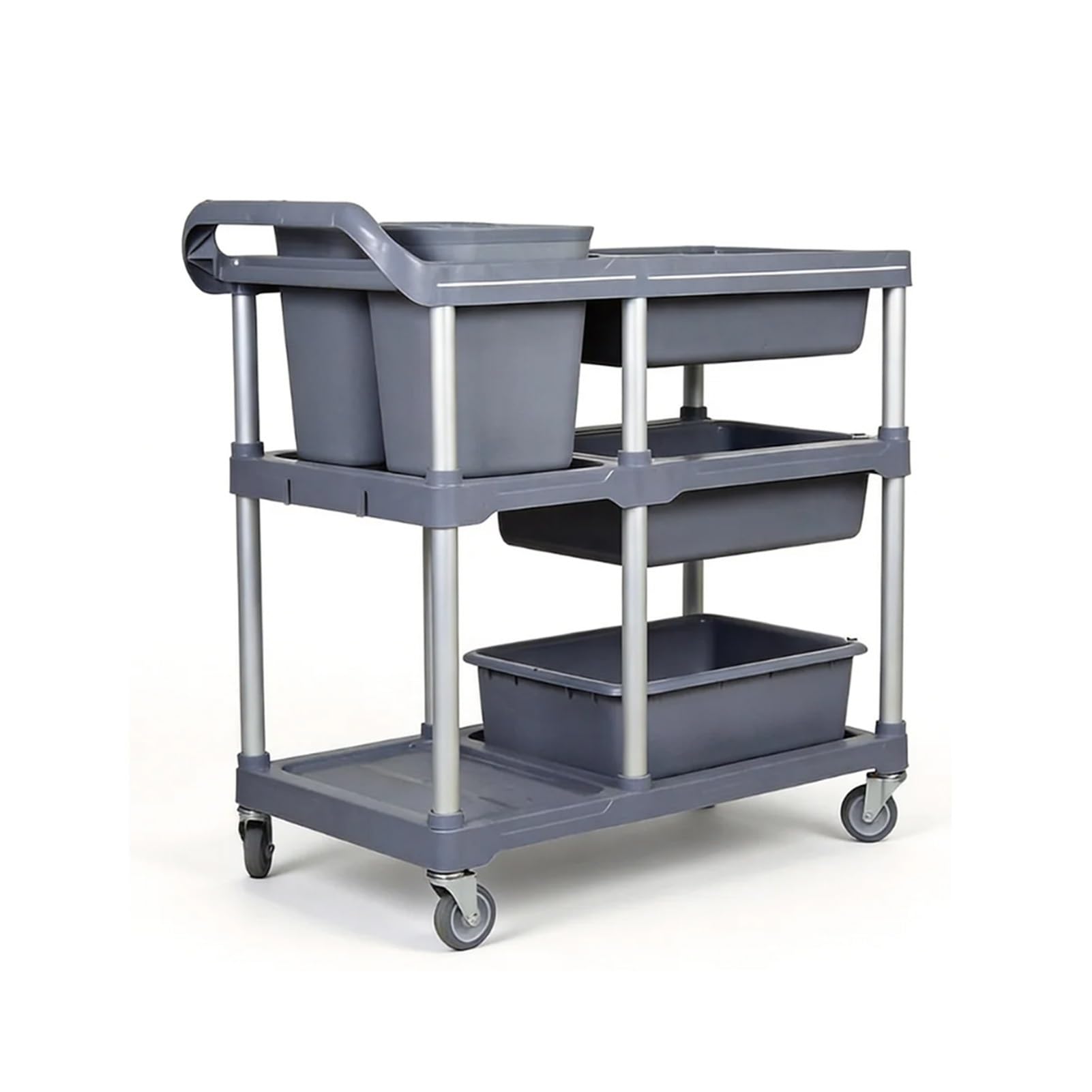 Food Collection Trolley, 220 Lbs Capacity, Storage, Suitable For Restaurants And Service(Gray)