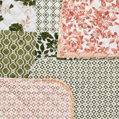 Image of Great Bay Home Reversible Patchwork Sofa Cover - Washable Slipcover Furniture Protector with Elastic Straps - Perfect for Kids & Pets - Box-Stitched Detail (Olive /Brown)