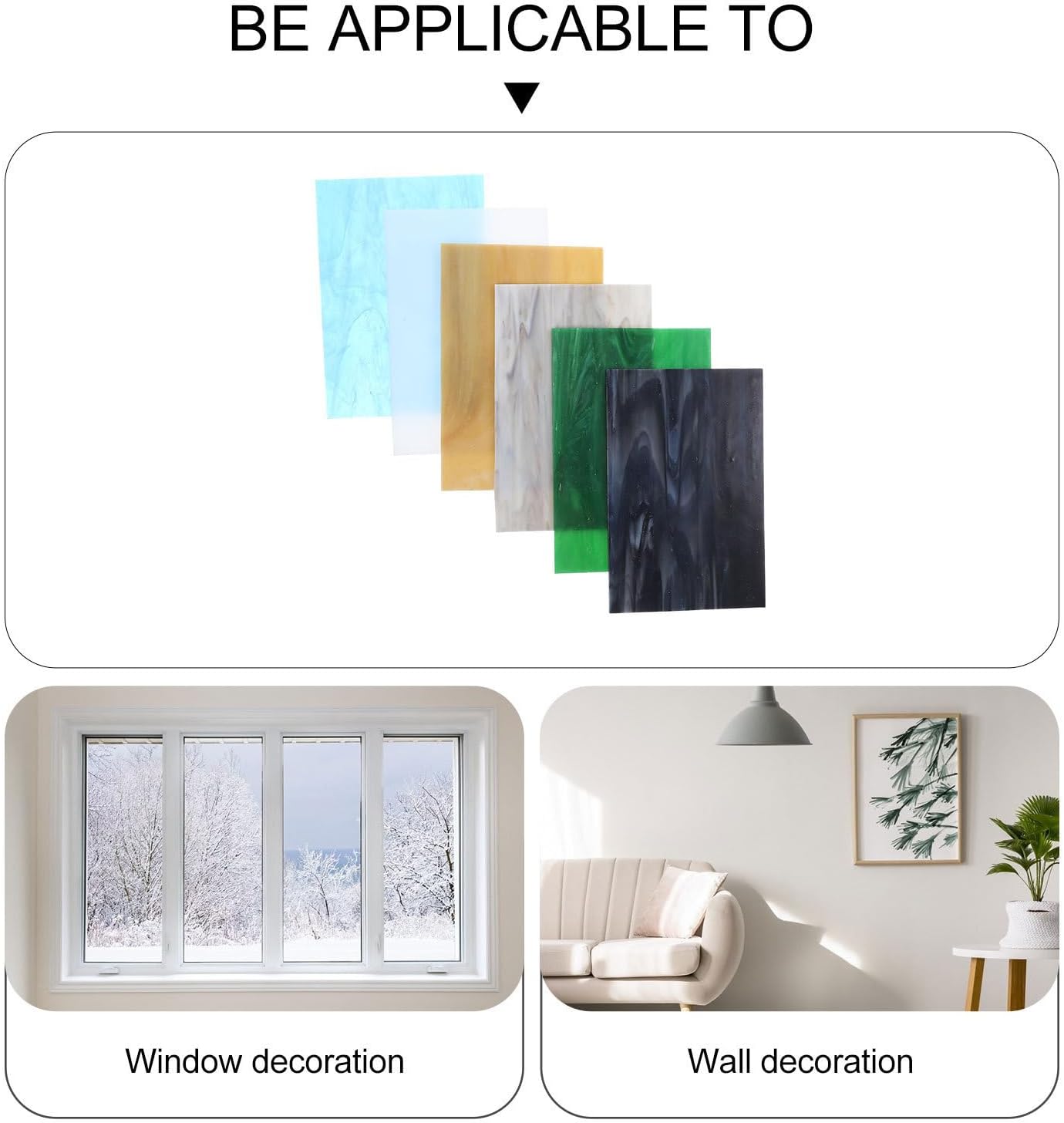 6 Sheets Mixed Pieces Glass Sheet for DIY Art Projects and Home