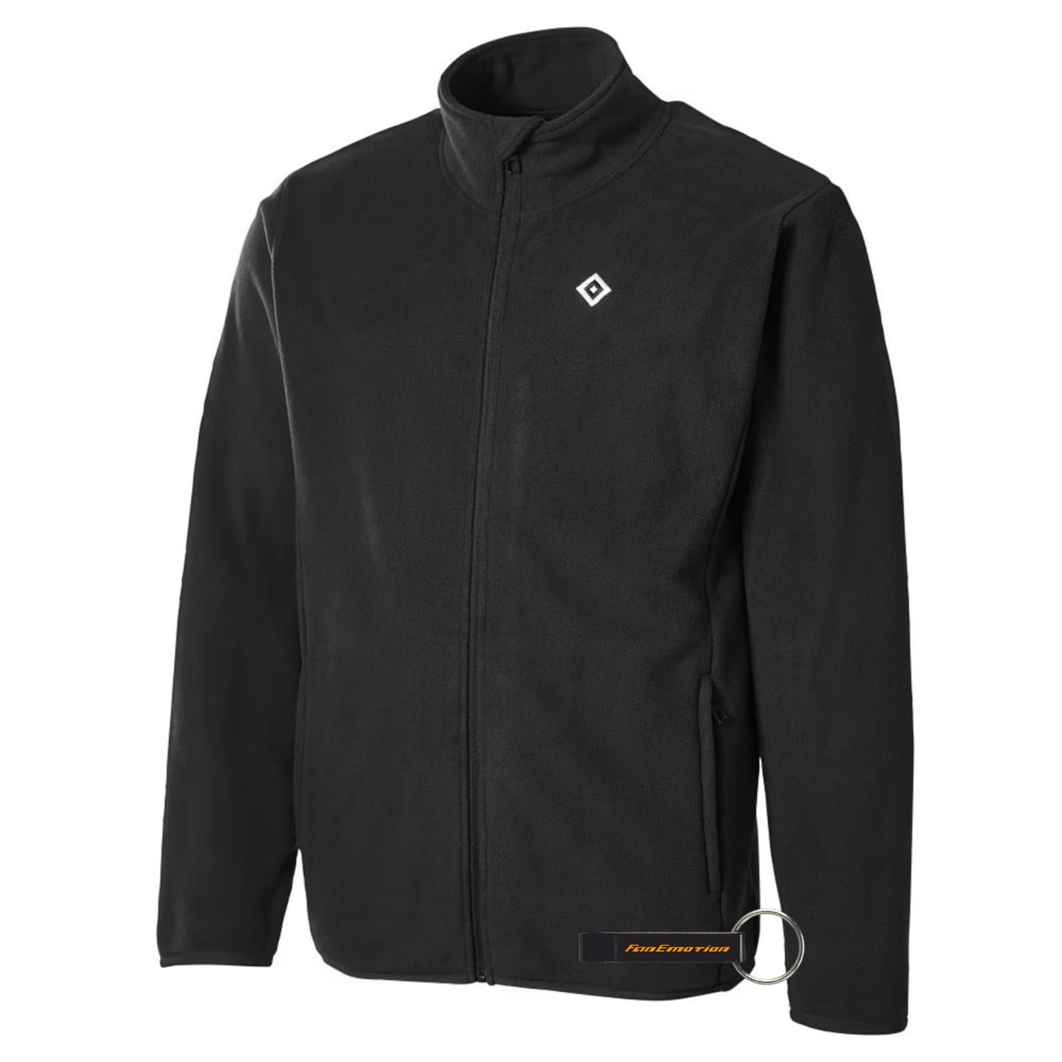 Hamburger SV HSV Fleecejacke Bode, Offizieller Fanartikel, schwarze Fleecejacke mit gestickter HSV-Raute & Stehkragen