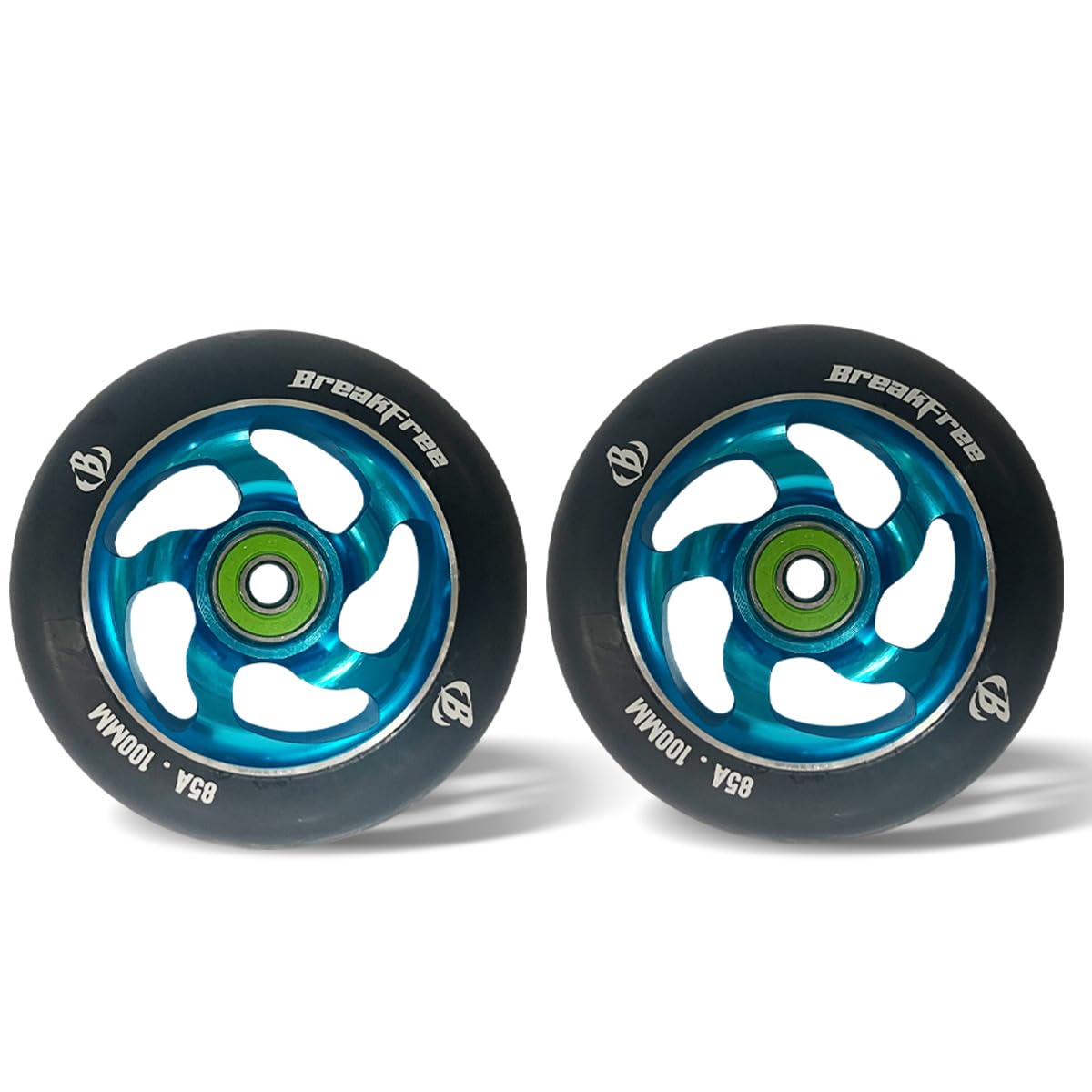B BREAKFREE 2pcs Replacement 100mm24mm Pro Scooter Wheels with ABEC 9 Bearings for Outdoor & Indoor