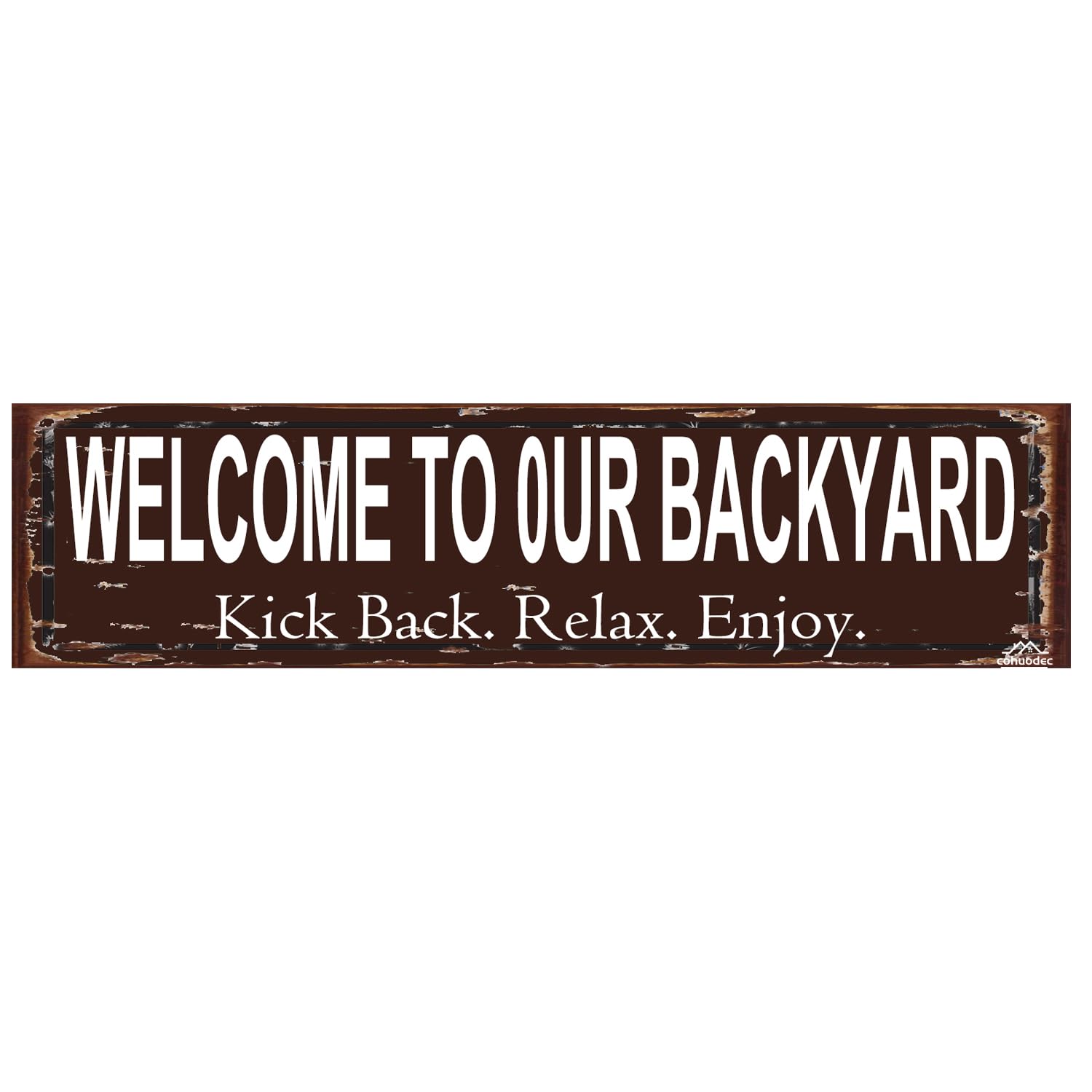 peiyeety Welcome to Our Backyard Rustic Metal Sign 16×4 Inch - Outdoor Backyard Bar & Pool Decor