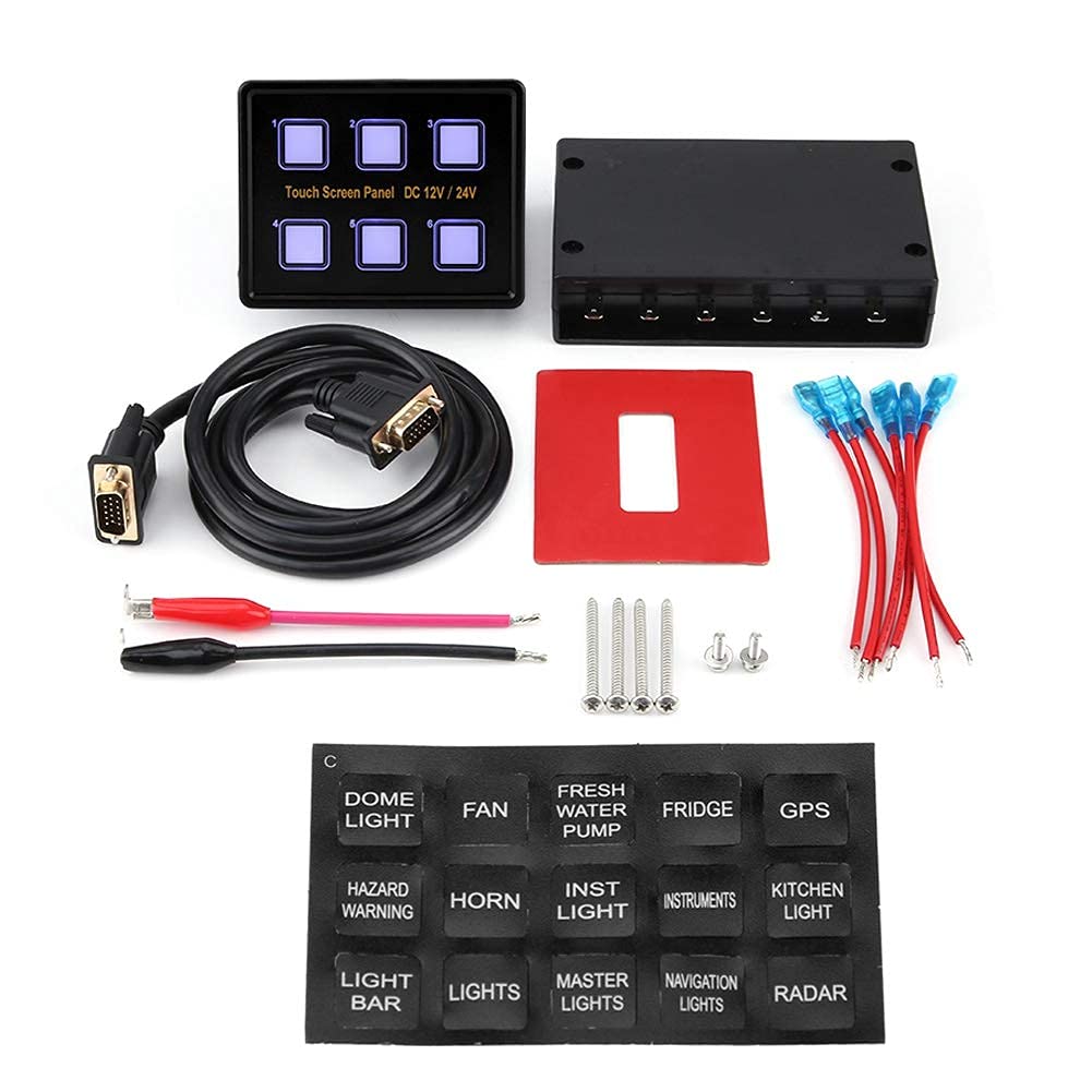 Pannello interruttori a LED, scatola del pannello di controllo touch screen a 6 bande 12V / 24V 6 Pannello interruttori a LED per barca universale
