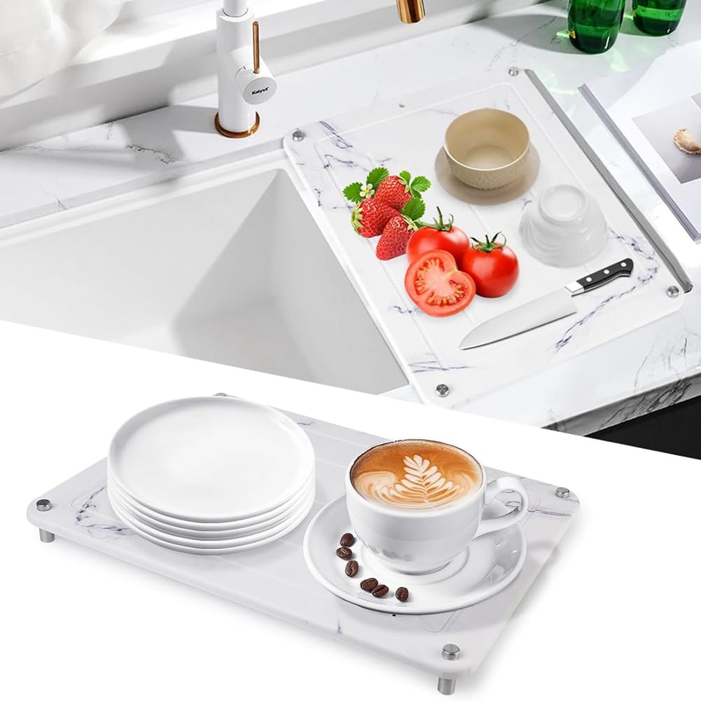 Tappetino Scolapiatti In Pietra Marmo | Assorbente E Istantaneo | Per Cucina E Bagno | Pieghevole