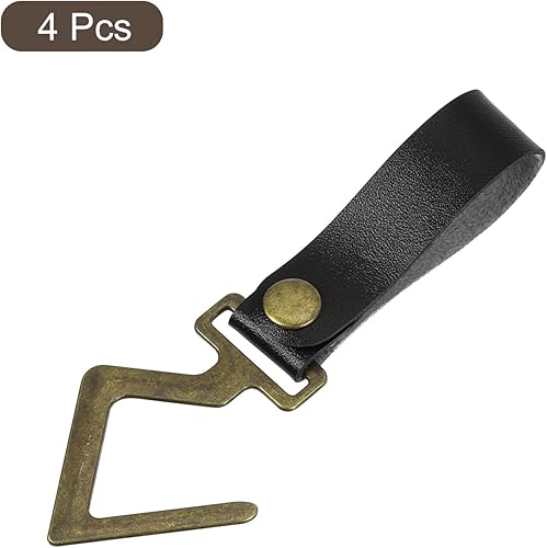 Miniatura 3 de uxcell Ganchos de cuero en S, 4 ganchos para campamento, multiusos, en forma de S, para picnic al aire libre, ollas, sartenes, utensilios, color