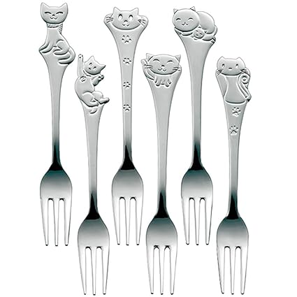 Nagao Lovely Cats String Forks, Set of 6, Made in Japan