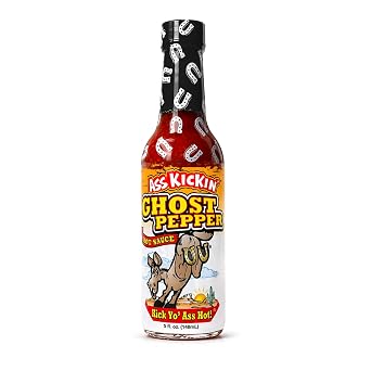 ASS KICKIN Ghost Pepper Hot Sauce - 5 oz - Premium Gourmet Hot Sauce for Chicken Wings and Breakfast BurritosPerfect Stocking Stuffers or Christmas Gifts for the Hot Sauce Fan-Try if you Dare!