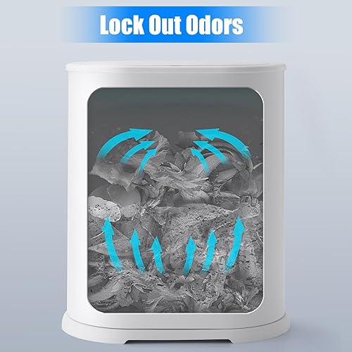 Miniatura 4 de Anzoymx Botes de basura de baño de acero inoxidable de 1.8 galones, bote de basura pequeño con tapa emergente, papelera estrecha a prueba de perros,